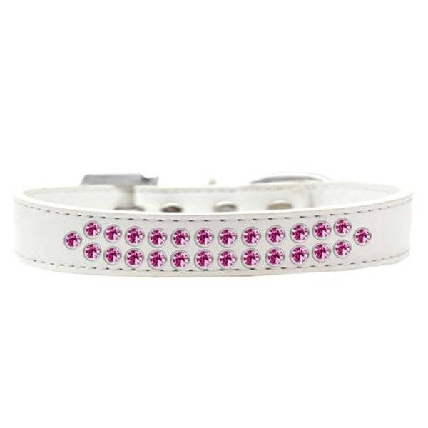 Unconditional Love Two Row Bright Pink Crystal Dog CollarWhite Size 14 UN784040